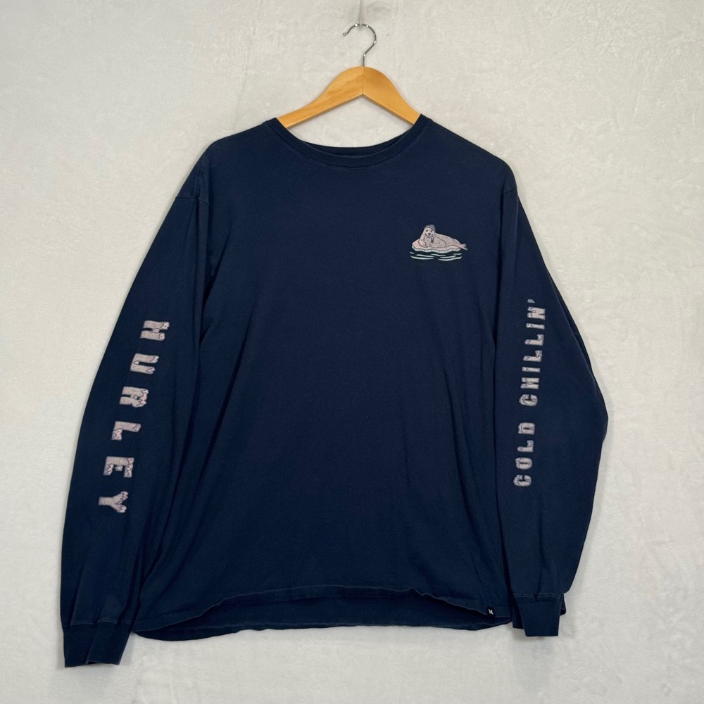 Hurley Navy Blue Long Sleeve Graphic Tee XL